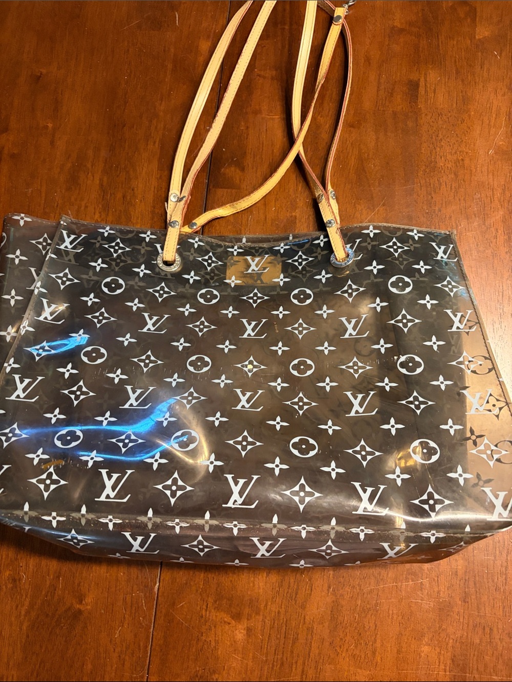 Louis Vuitton Transparent Monogram Tote with Tan Leather Straps - Picture 2 of 8